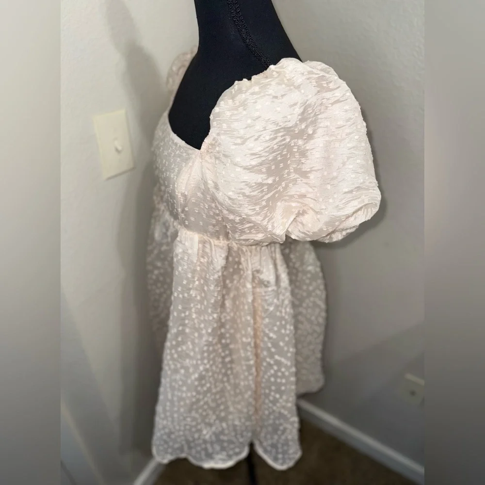 Storia Blush Pink Cottagecore Babydoll‎ Dress With Puff Sleeves- M - Picture 4 of 9